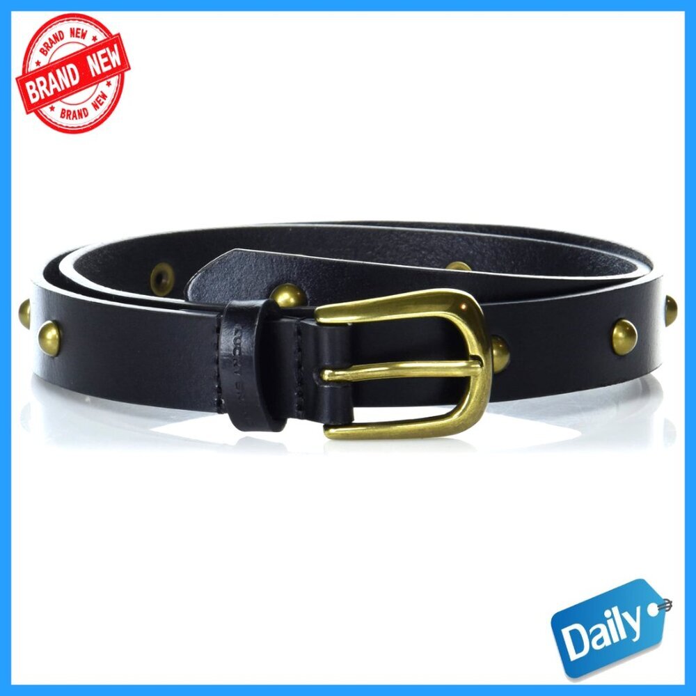 Studded Leather Belt 1" Wide Harness Buckle Genuine Leather Women's Accessory